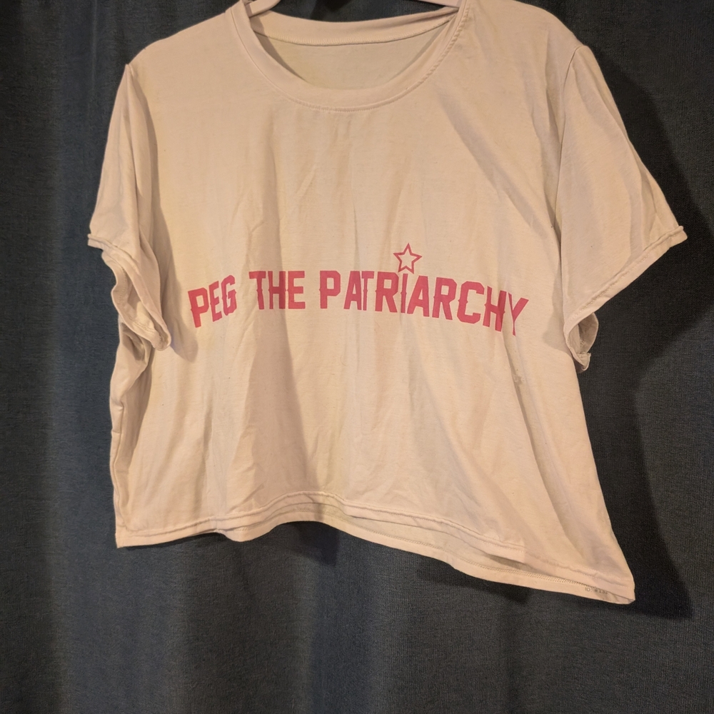 White T-Shirt with Pink Graphic